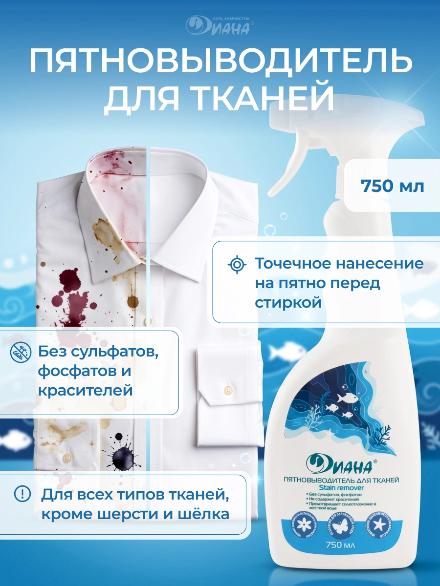 Пятновыводитель для тканей 750мл